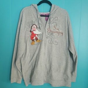 Disney Snow White Grumpy gray womens zip up hoodie